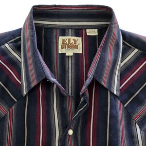 Ely Cattleman Western Shirt Striped Pearl Snap Long Sleeve Cowboy Rodeo Top